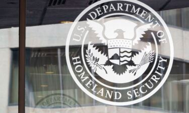 A US Department of Homeland Security logo is displayed at the Federal Emergency Management Agency headquarters on May 30 in Washington